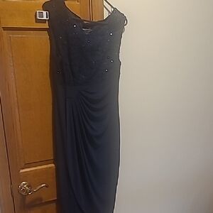 connected apparel Black Sleeveless Midi Dress with Beaded Bodice